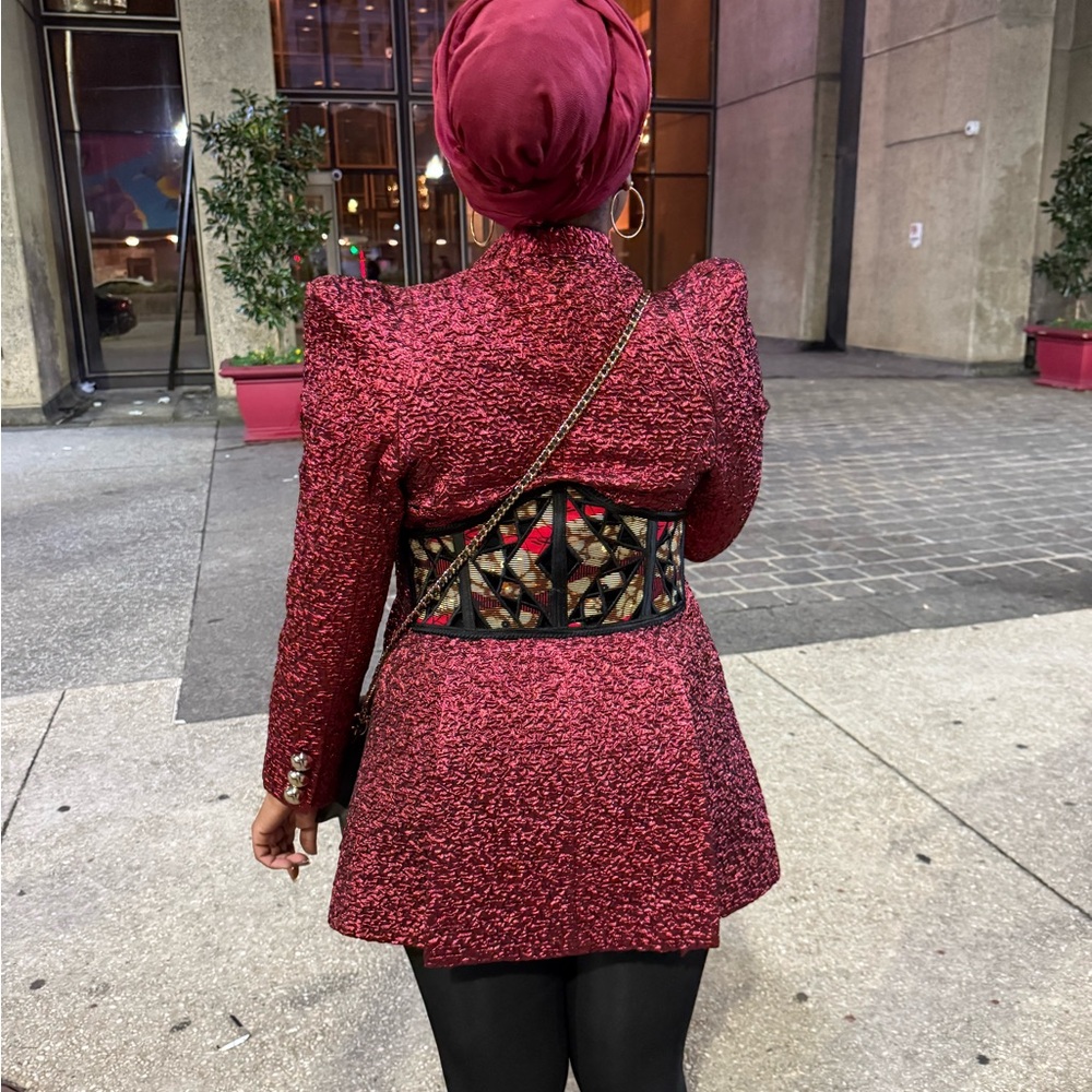 Elegant Red Textured Blazer